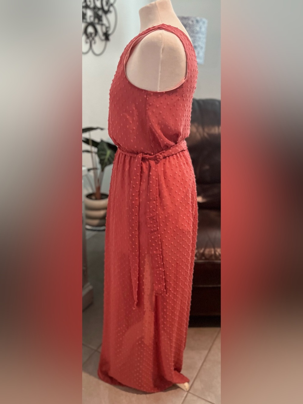 Peach Love California One-Shoulder Coral Maxi Dress - Picture 4 of 6